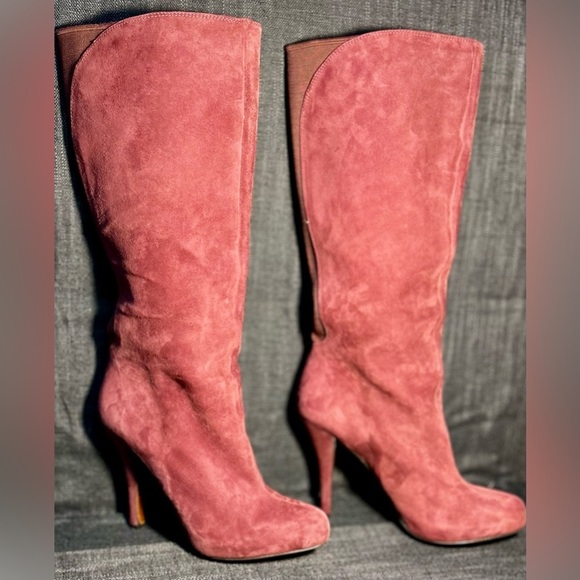 Elegant Suede Knee-High Boots - Pink - Picture 11 of 16